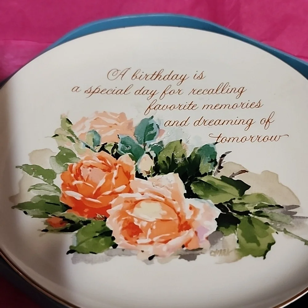 VINTAGE AMERICAN GREETINGS LASTING MEMORIES GENUINE PORCELINE PLATE . - Picture 3 of 5